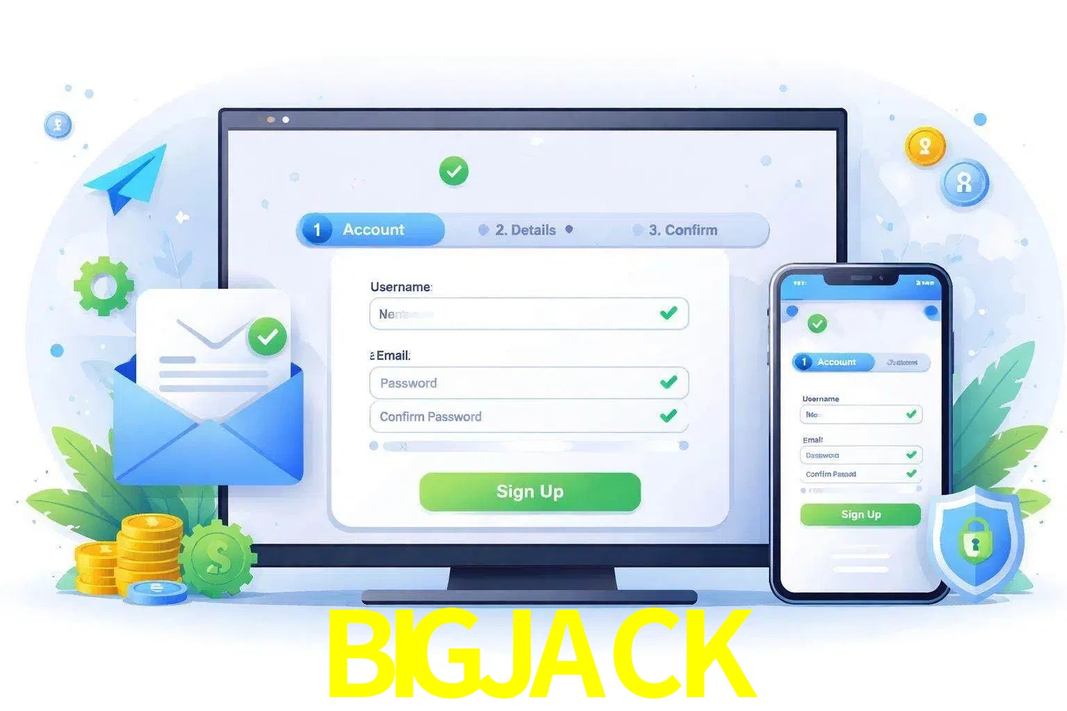 Registro de nuevo usuario y configuración de cuenta BIGJACK
